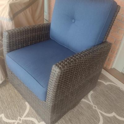 Casual Faux Wicker Outdoor Patio Chair with Sunbrella Cushions and Hickory Series Cover Accessory Choice A