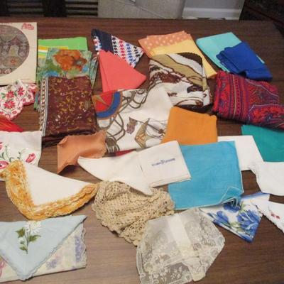 Assortment Of Women's Scarves & Hankies Lot F Some May Be Silk