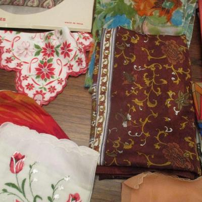 Assortment Of Women's Scarves & Hankies Lot F Some May Be Silk