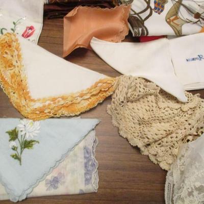 Assortment Of Women's Scarves & Hankies Lot F Some May Be Silk
