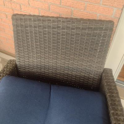 Casual Faux Wicker Swivel Outdoor Patio Chair with Sunbrella Cushions and Hickory Series Cover Accessory Choice B
