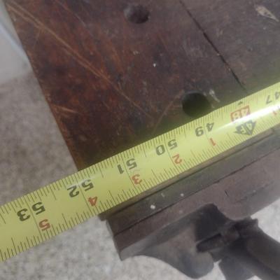 Antique Solid Wood Multi-Drawer Work Bench with Vise Attachment