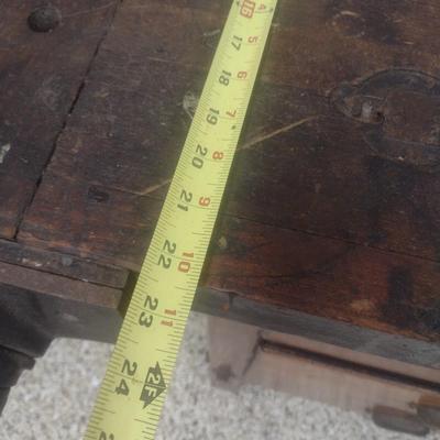 Antique Solid Wood Multi-Drawer Work Bench with Vise Attachment