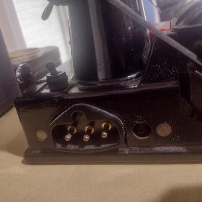 Antique Electric Portable Singer Sewing Machine with Attachments and Accessories in Working Condition