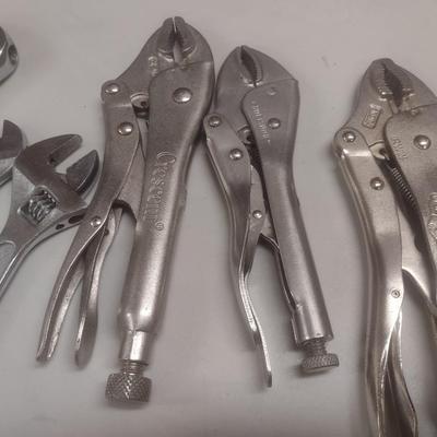 Assortment of Crescent Wrenches and Vise Grips