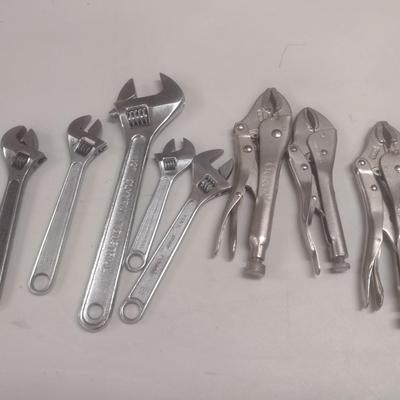 Assortment of Crescent Wrenches and Vise Grips