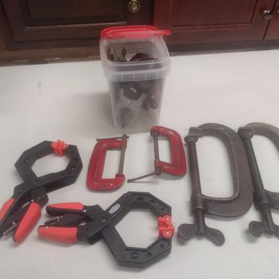 Assorted Metal and Wood Clamps