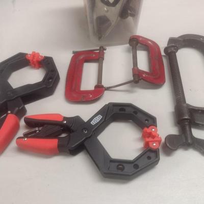 Assorted Metal and Wood Clamps