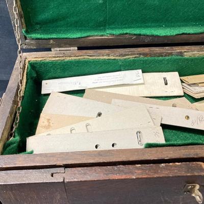 LOT 574: Vintage Union Wooden Tool Chest, Tools, Clock Repair Parts, Small Metal Toolbox with Hardware