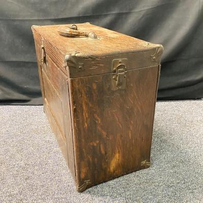 LOT 574: Vintage Union Wooden Tool Chest, Tools, Clock Repair Parts, Small Metal Toolbox with Hardware