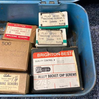 LOT 574: Vintage Union Wooden Tool Chest, Tools, Clock Repair Parts, Small Metal Toolbox with Hardware