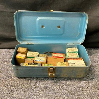 LOT 574: Vintage Union Wooden Tool Chest, Tools, Clock Repair Parts, Small Metal Toolbox with Hardware