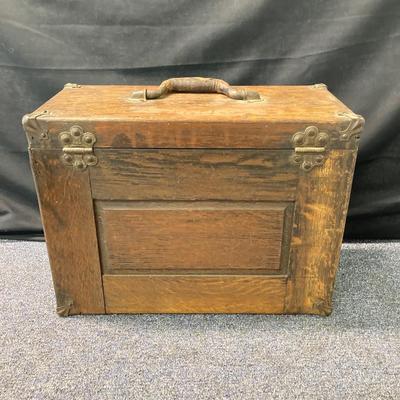 LOT 574: Vintage Union Wooden Tool Chest, Tools, Clock Repair Parts, Small Metal Toolbox with Hardware