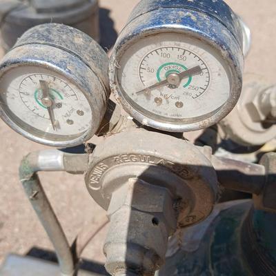 Oxy-acetylene welding & cutting torch setup— tanks, cart, hoses, torch and more