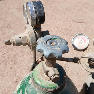 Oxy-acetylene welding & cutting torch setup— tanks, cart, hoses, torch and more