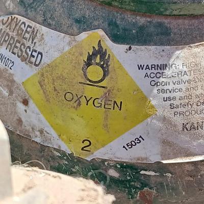 Oxy-acetylene welding & cutting torch setup— tanks, cart, hoses, torch and more