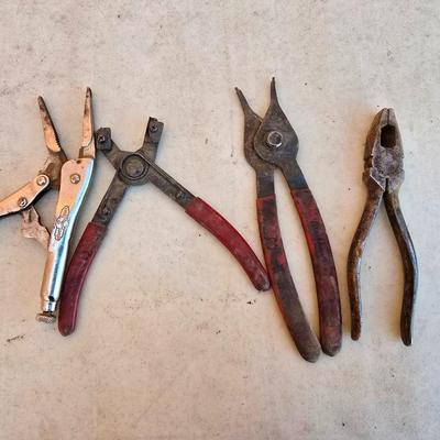 Vintage Pliers Lot – Snap Ring, Locking, and Cutting Tools