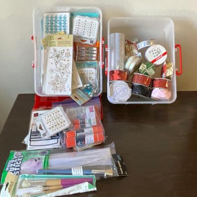 Tote with Ribbon and Crafting items