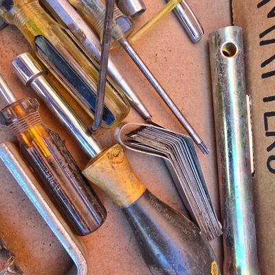 Box Lot of Vintage Hand Tools – Screwdrivers, Files, Hex Keys & More