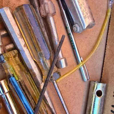 Box Lot of Vintage Hand Tools – Screwdrivers, Files, Hex Keys & More
