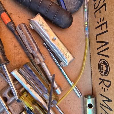 Box Lot of Vintage Hand Tools – Screwdrivers, Files, Hex Keys & More