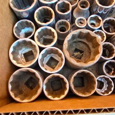 Box Lot: Large Assortment of 12-Point & 6-Point Sockets
