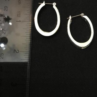 Silver plated toned, green, crystal rhinestone hoop, fashion earrings