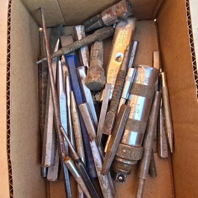 Box Lot: Vintage Chisels, Punches & Taps