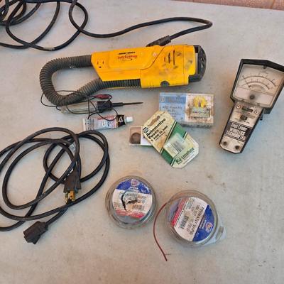 Assorted Electrical Tools & Supplies Bundle – Including work Light, Testers, Wire, Fuses & More