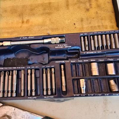 Mixed Hand Tool Lot – Drill Bits, Wrenches, Pliers, Tap Set & More