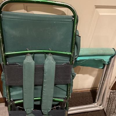 Camping backpack with foldable stools and grill basket