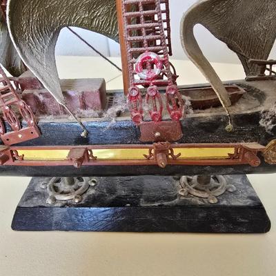 Vintage Tall Ship Model – Handcrafted with Sails & Rigging