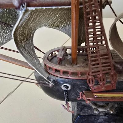 Vintage Tall Ship Model – Handcrafted with Sails & Rigging