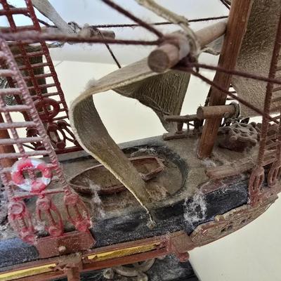 Vintage Tall Ship Model – Handcrafted with Sails & Rigging