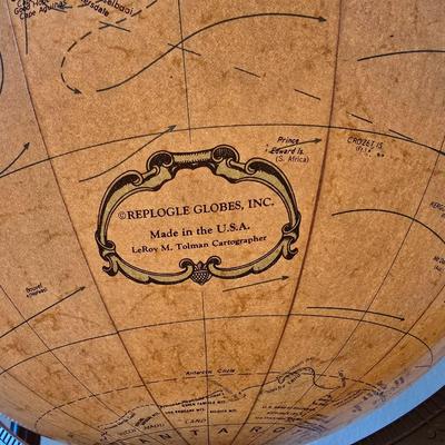 14 Inch Heirloom Globe by Replogle - Vintage Illuminated Globe on Wood Tripod Stand – Mid-Century with Miniature Vintage Decorative Globe