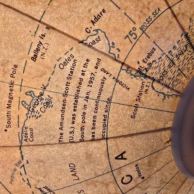 14 Inch Heirloom Globe by Replogle - Vintage Illuminated Globe on Wood Tripod Stand – Mid-Century with Miniature Vintage Decorative Globe