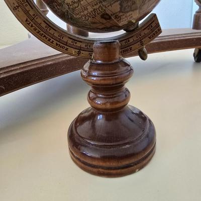 14 Inch Heirloom Globe by Replogle - Vintage Illuminated Globe on Wood Tripod Stand – Mid-Century with Miniature Vintage Decorative Globe