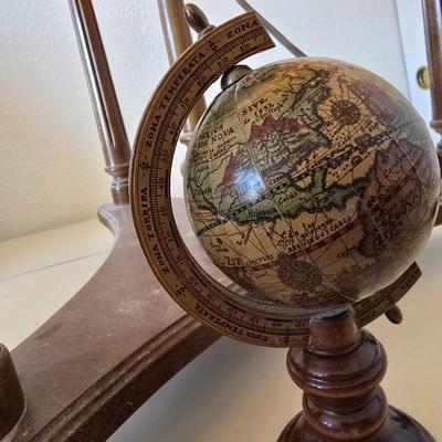 14 Inch Heirloom Globe by Replogle - Vintage Illuminated Globe on Wood Tripod Stand – Mid-Century with Miniature Vintage Decorative Globe