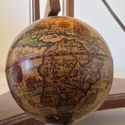 14 Inch Heirloom Globe by Replogle - Vintage Illuminated Globe on Wood Tripod Stand – Mid-Century with Miniature Vintage Decorative Globe