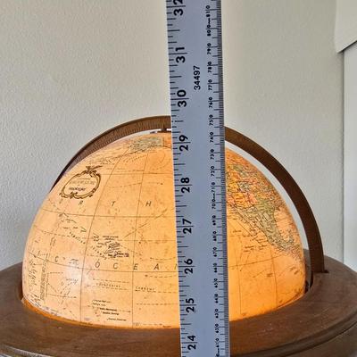 14 Inch Heirloom Globe by Replogle - Vintage Illuminated Globe on Wood Tripod Stand – Mid-Century with Miniature Vintage Decorative Globe