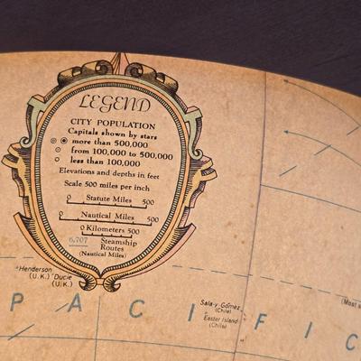 14 Inch Heirloom Globe by Replogle - Vintage Illuminated Globe on Wood Tripod Stand – Mid-Century with Miniature Vintage Decorative Globe