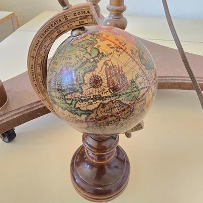 14 Inch Heirloom Globe by Replogle - Vintage Illuminated Globe on Wood Tripod Stand – Mid-Century with Miniature Vintage Decorative Globe