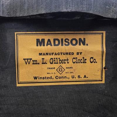 Antique Madison Gilbert Clock Co. Mantel Clock with Key