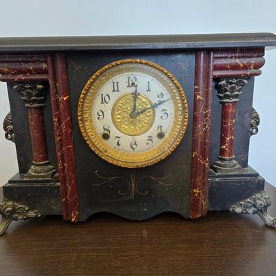 Antique Madison Gilbert Clock Co. Mantel Clock with Key