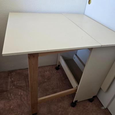 Folding Drop-Leaf cutting table for Sewing / Craft Table on Wheels