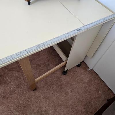 Folding Drop-Leaf cutting table for Sewing / Craft Table on Wheels