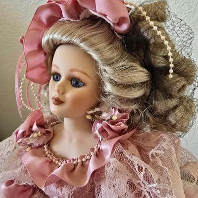 Franklin Heirloom 19" Doll by Maryse Nicole "Lucy Mae" Pretty in Pink porcelain doll