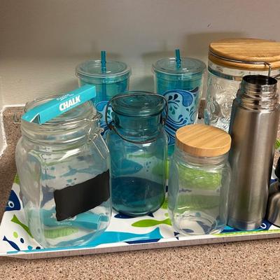 Drinking glasses and tray