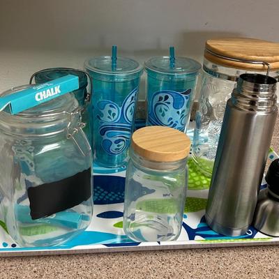 Drinking glasses and tray