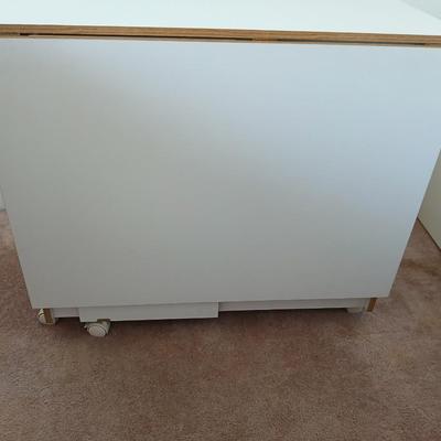 Folding Drop-Leaf cutting table for Sewing / Craft Table on Wheels